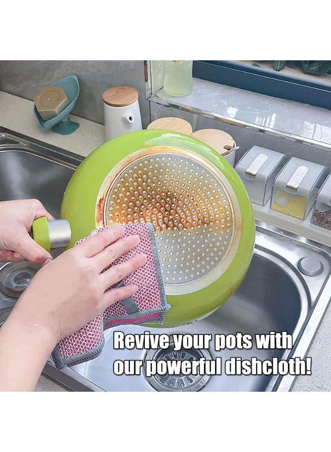 KASTWAVE Non Scratch Wire Dishcloth, 10PCS Double Layer Multipurpose Wire Dishwashing Rag for Wet and Dry, Multifunctional Powerful Cleaning Dish Rags for Cookware, Sinks, Dishes, Stove Tops - Image 3